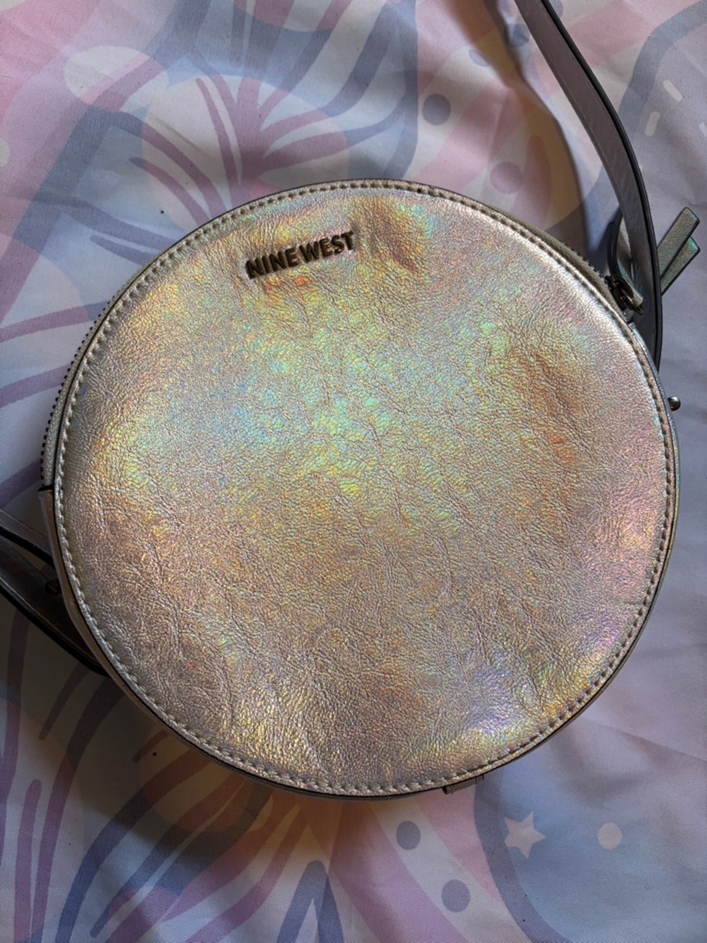 Nine West Iridescent Round Crossbody Bag - Holographic Silver